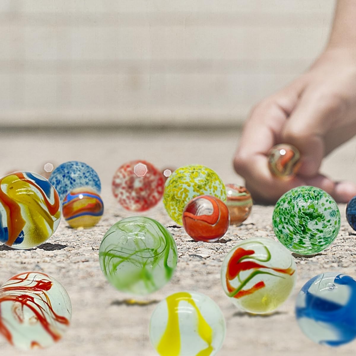 Glass Marbles 35mm Assorted 10pc Game Play Home Decor Educational Gift
