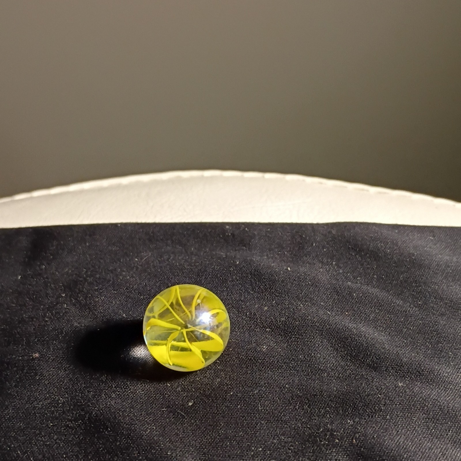 Single Glass Toy Marble, Yellow Swirl Design, Swirl Style, Ages 17 Years & Up