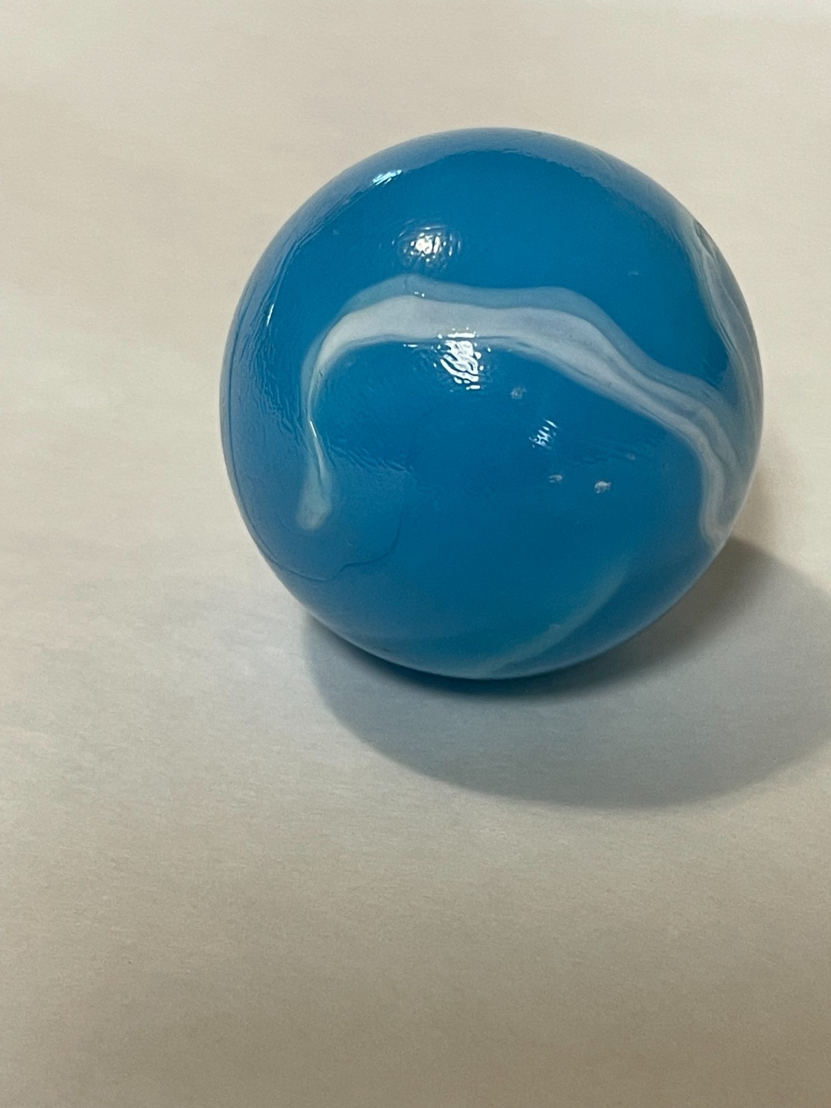 Tidal wave glass marble,50mm/2in, Light blue w/ white swirls,