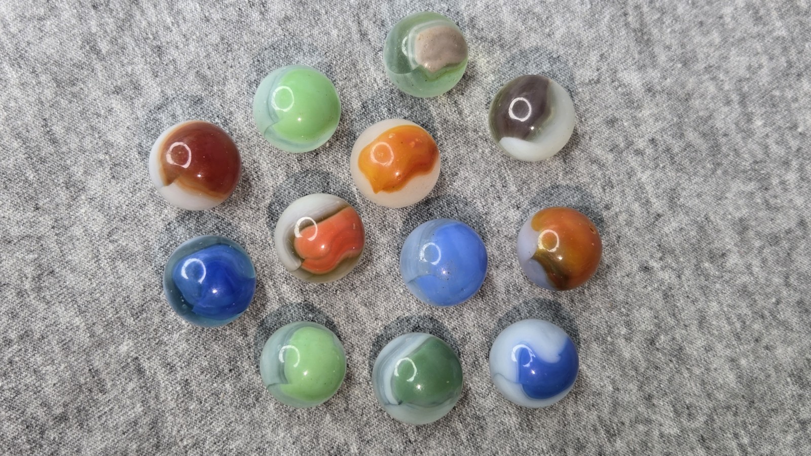 Vitro Agate Conqueror Marbles – Clear Base Brushed Patches | Lot of 12 #007