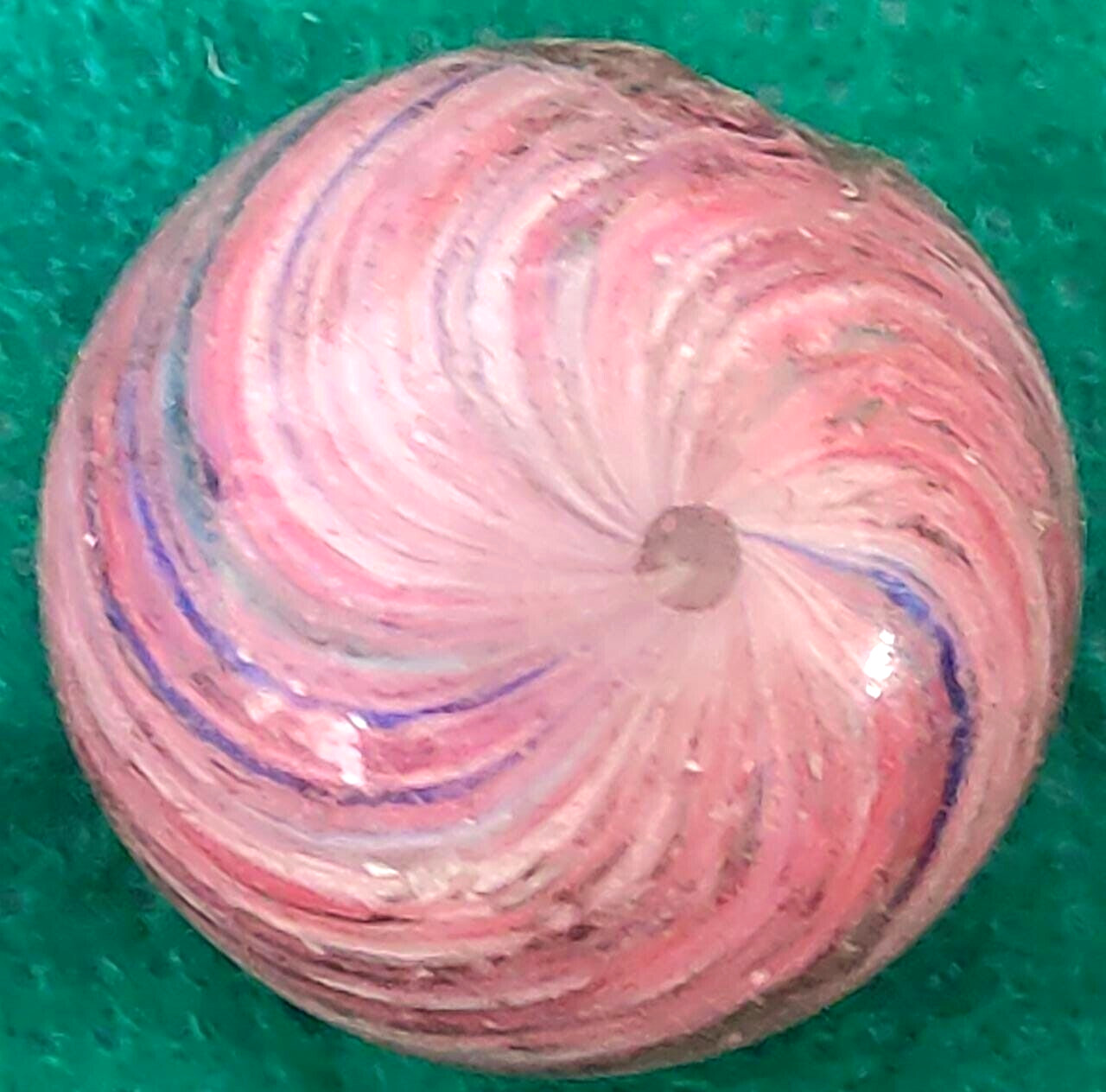 TOY MARBLE onionskin light shrunken tornado swirl ,0.96” mica pink, blue EOC