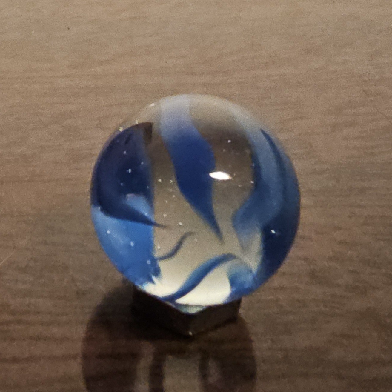 Vintage Vacor Blue Spaghetti Ribbon .593″ Glass Marble