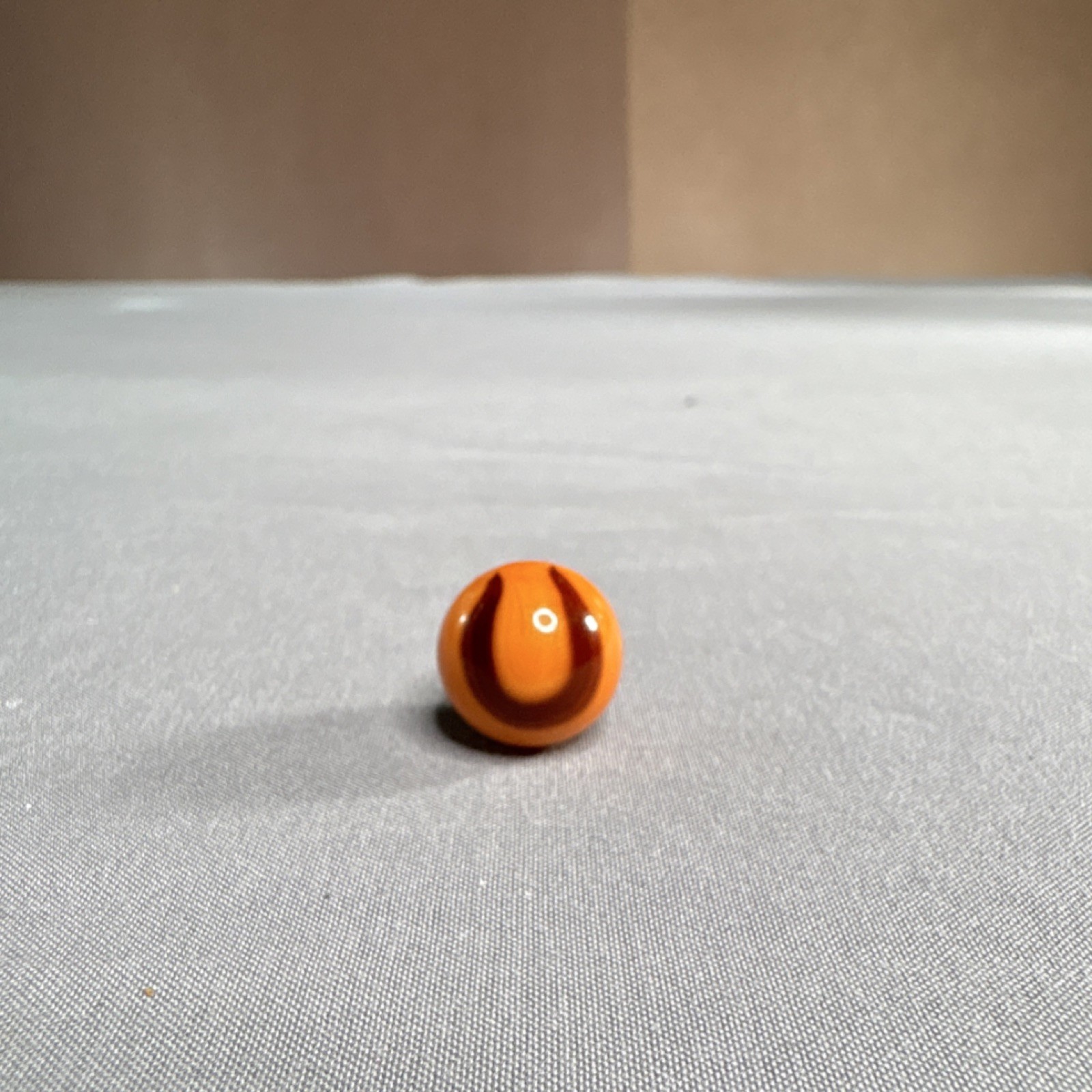 Orange Glass Toy Marble w/ Black Swirl Stripe, Swirl Style Ages 3-11