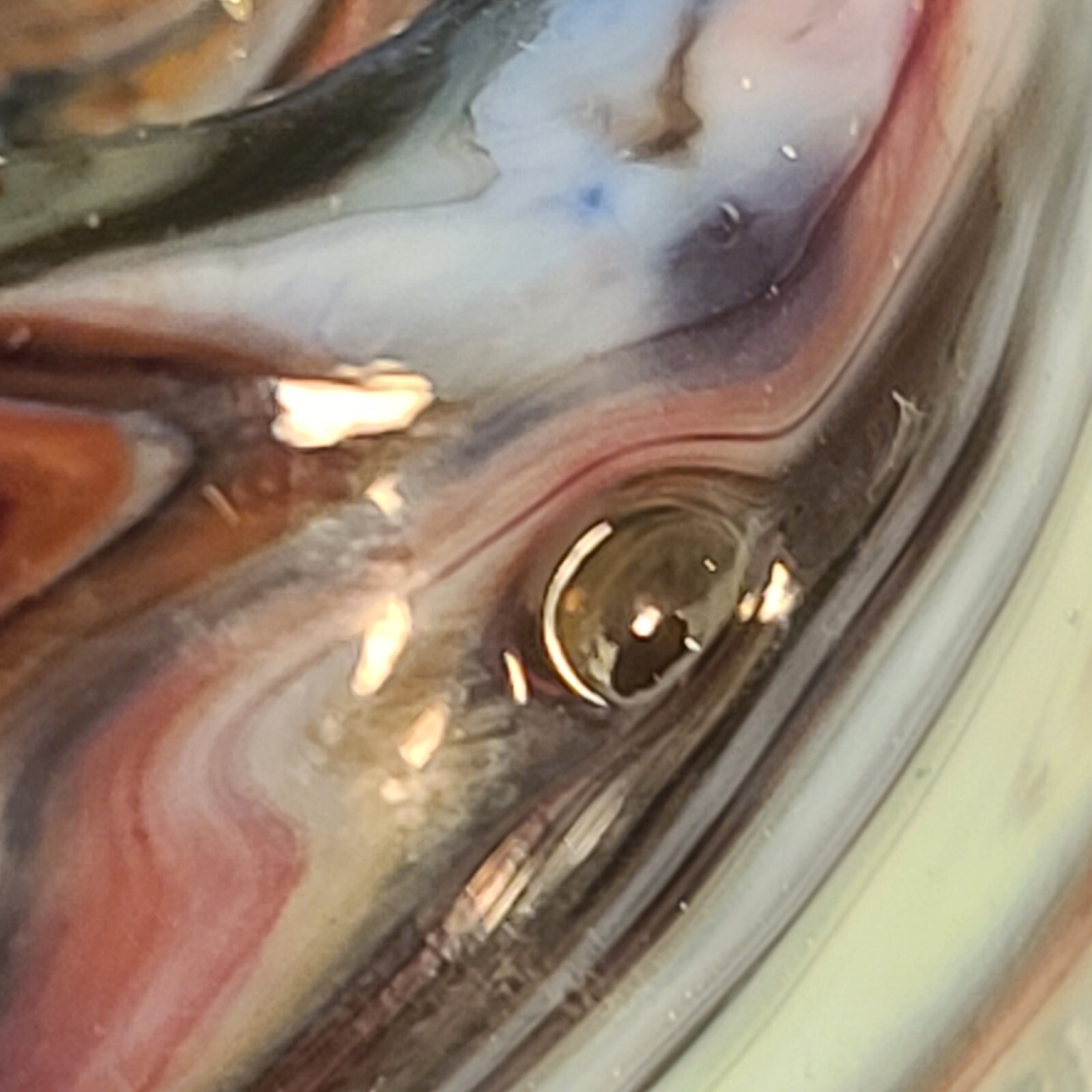 ANDY DAVIS, Glass Art Spinning Top & Base, Rainbow Run (?), #320O