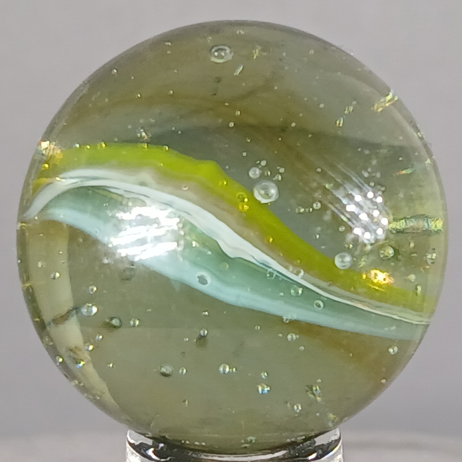 Large Vintage Tri-Color Hybrid Cat’s Eye Marble .99 Inches Near-Mint Condition