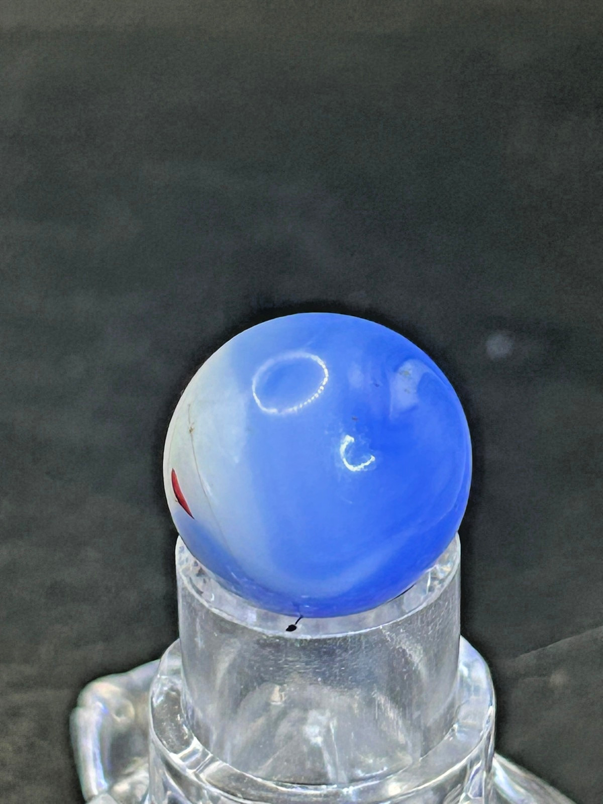 “The Ear” Alley Agate Swirl Marble Cobalt Blue/Oxblood Red .63″ Mint, OB16