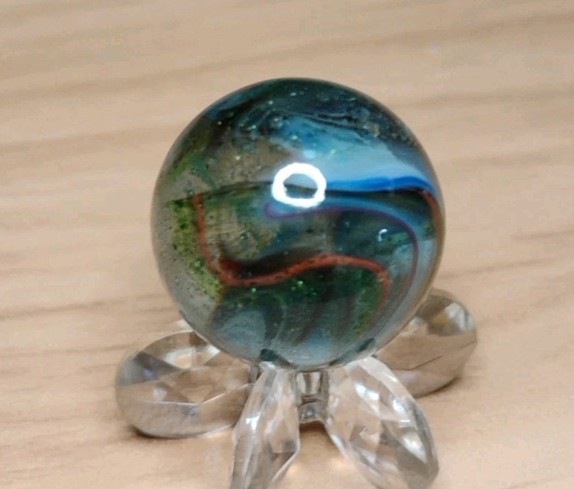 .73″ D.A.S. MARBLES 💥GREEN AVENTURINE-GLASS TOYS MINT-