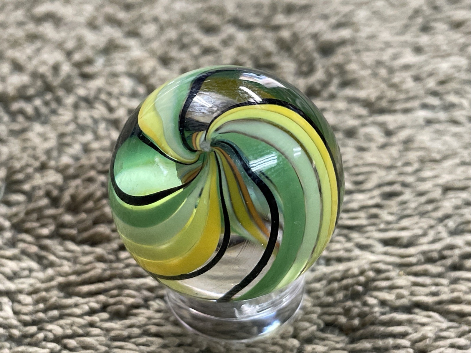 Handmade Contemporary Glass Art Marble .9” Spiral Dichroic Swirl
