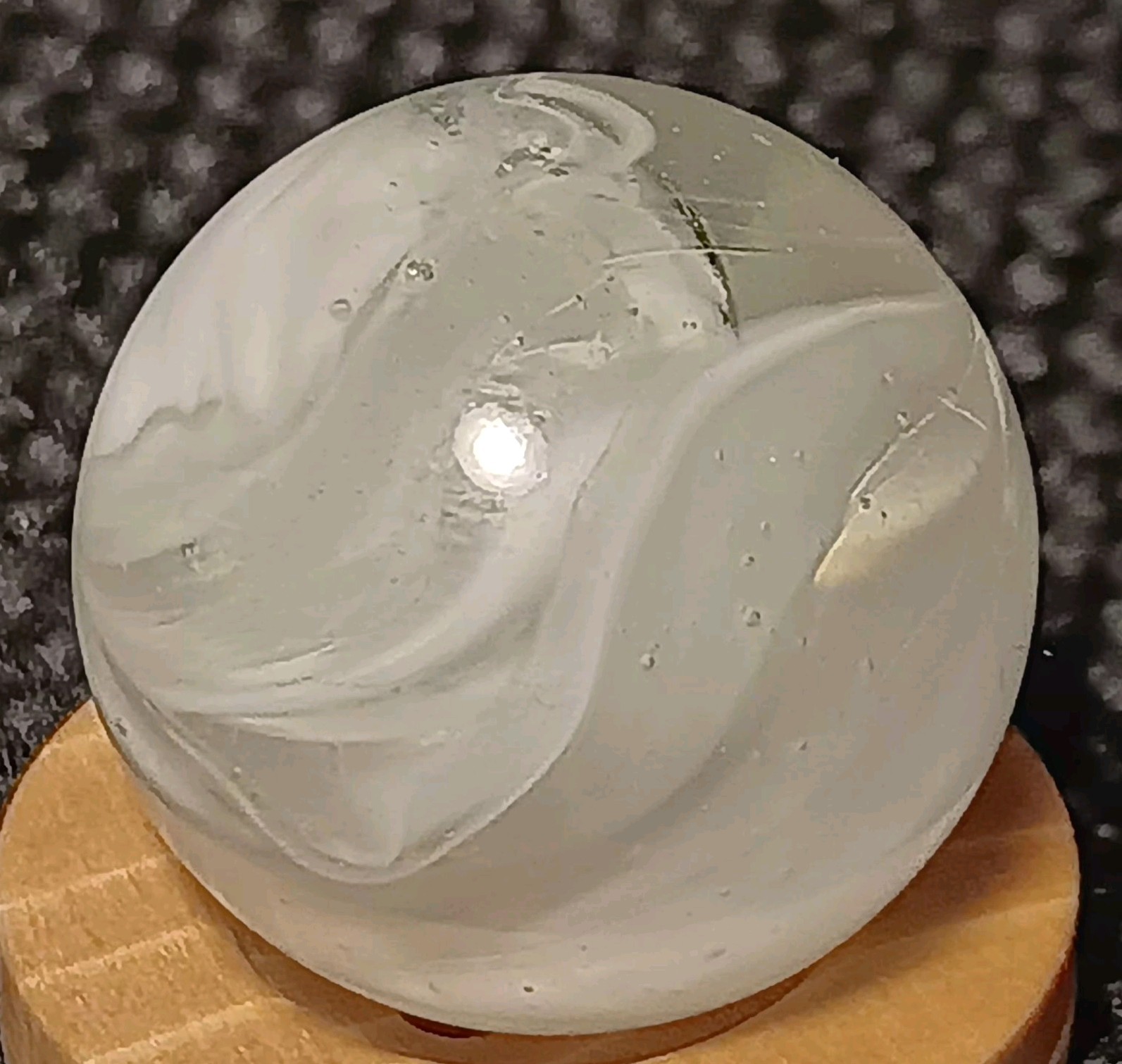 M.F. Christensen Clear Slag Marble. .67″ Mint. Nice Pattern