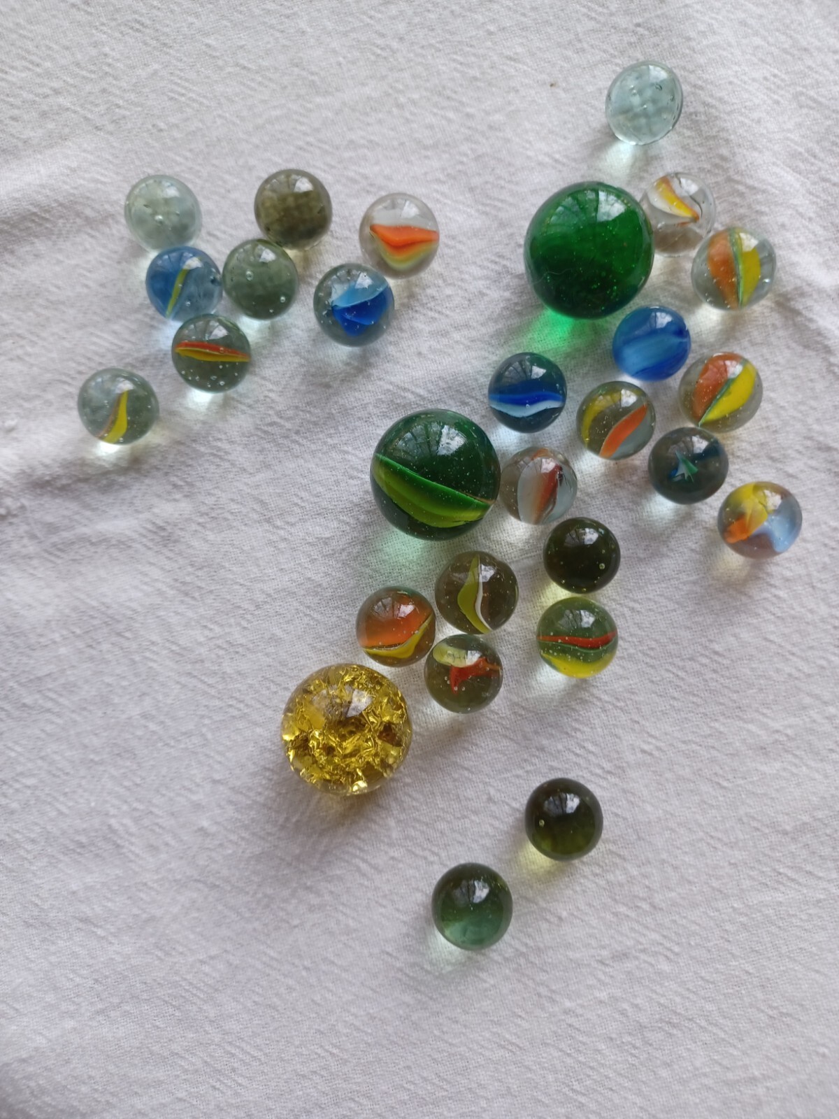 Marbles Lot of 100 +3 big multi-colored swirl