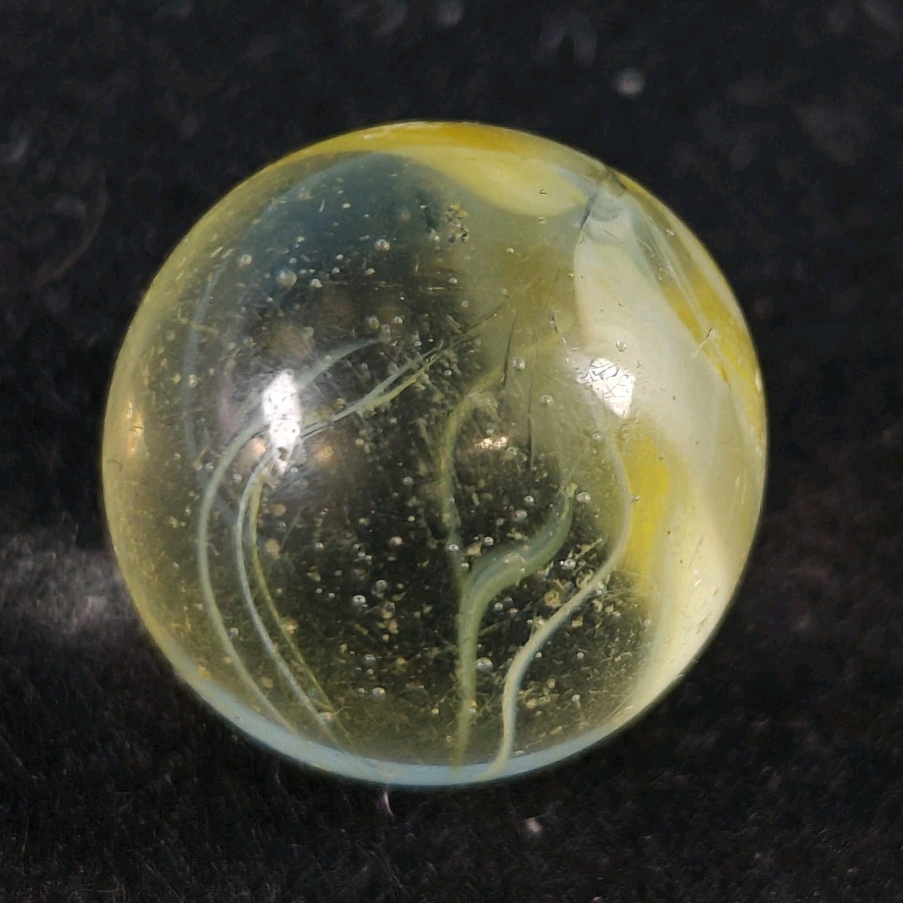 Vintage Marble – 7/8 Shooter Vitro Hybrid Yellow Caged Cat Eye