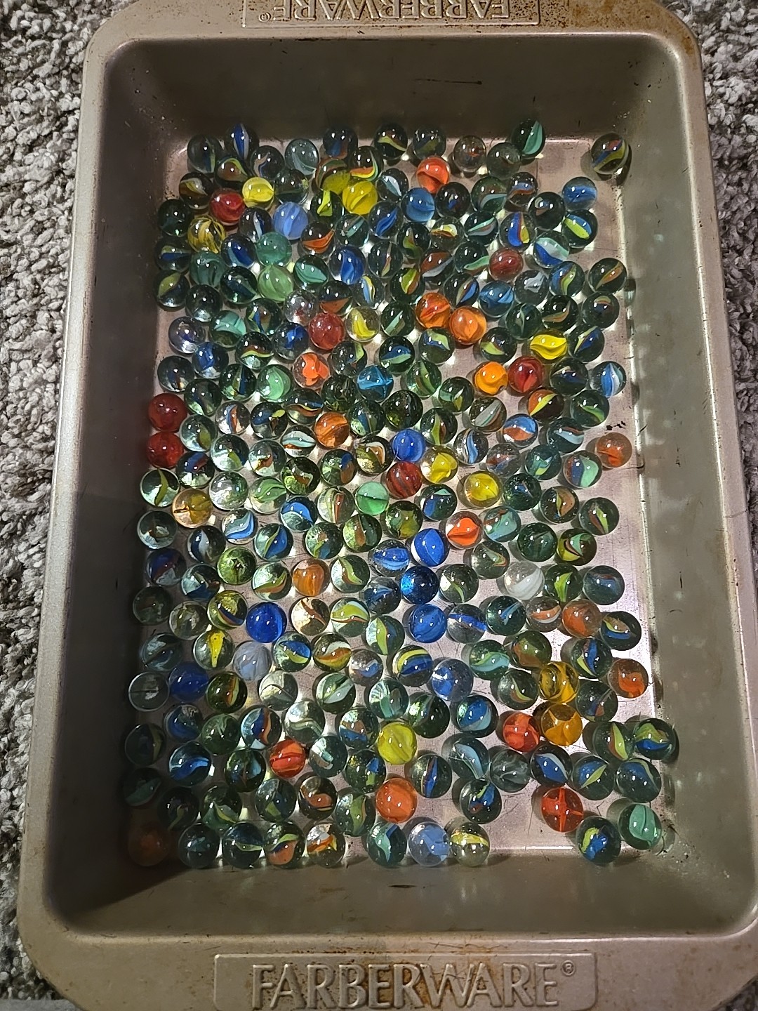 2 Ibs 12 Oz Assorted Vintage Catseye Glass Marbles – Lot #50