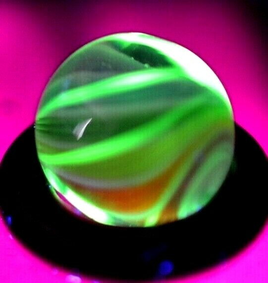 BRYAN TRILLAS GLASS MARBLE/.428″ PEEWEE-TRANS. RAINBOW CORKSCREW BLACKLIGHT-FAST