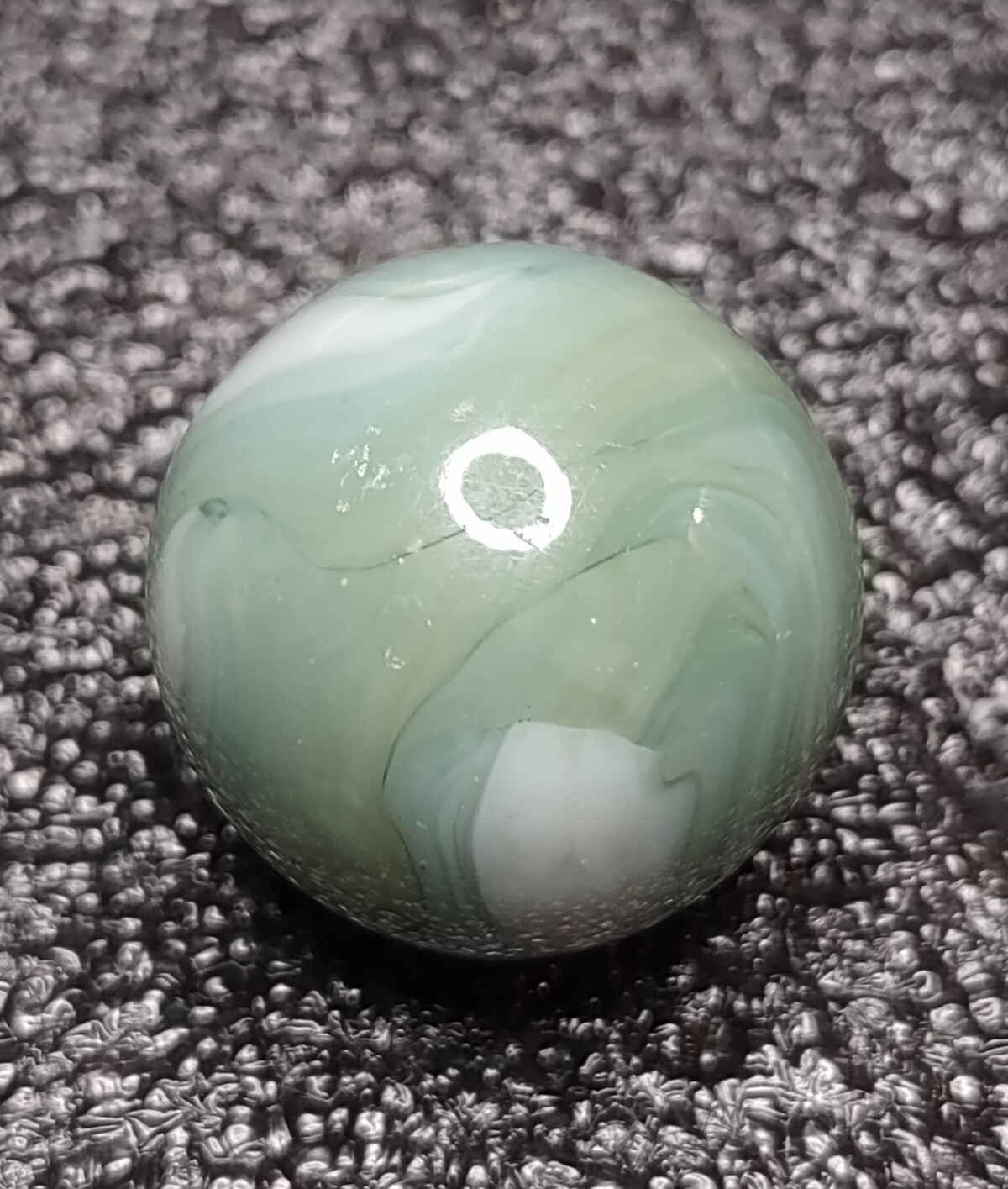 NM- .87″ TriColor Teal Green Opaque Swirl Alley Agate ? Glass Vintage Marbles