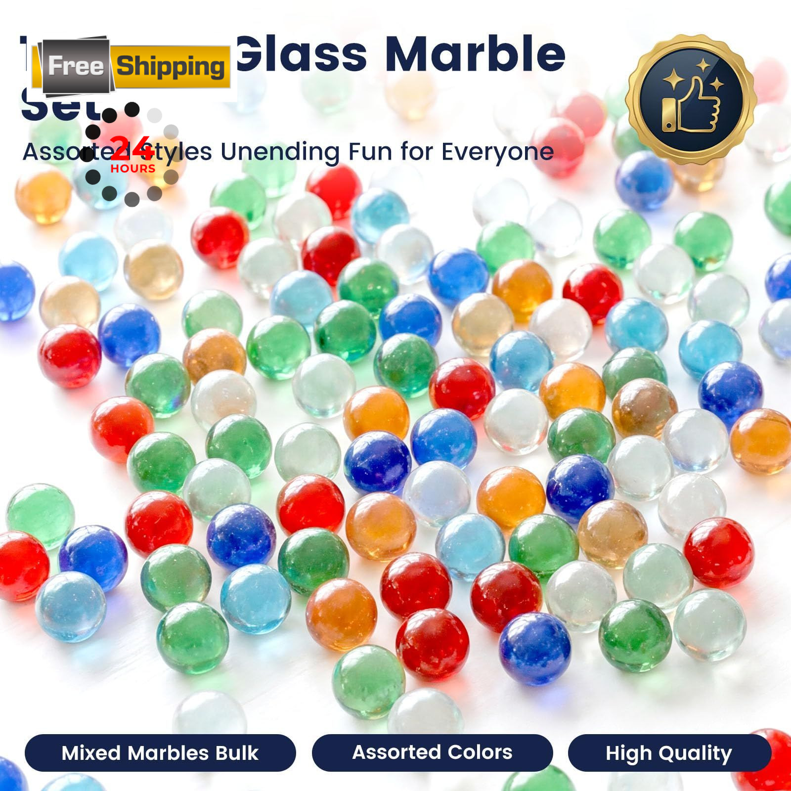 FUTUREPLUSX 150PCS Glass Marbles Bulk, 5/8inch Colorful Medium, Multi