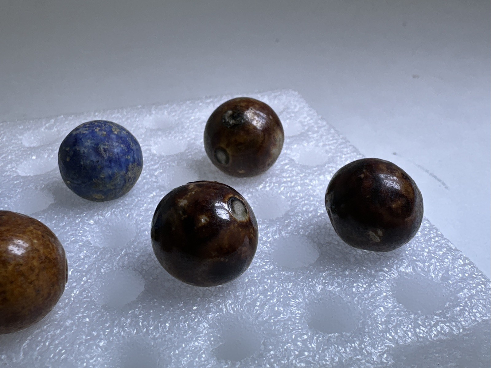 343 Lot Of 10 Vintage Handmade Clay Bennington Marbles! .713-.783”