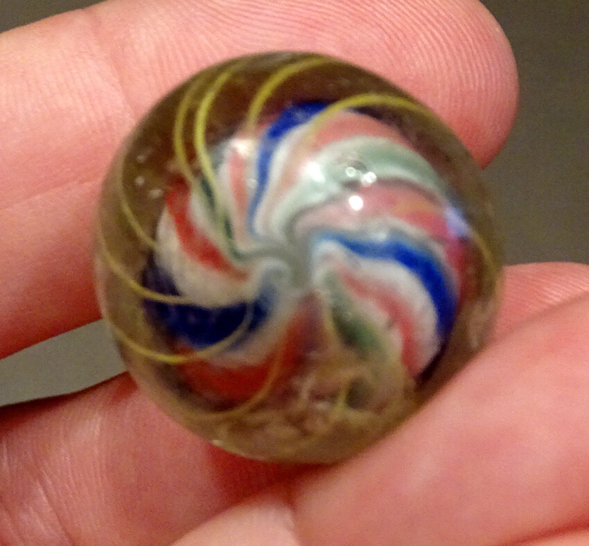 STUNNING! German MARBLE Estate Fresh ANTIQUE Vintage LATTICINIO CORE SWIRL Twist