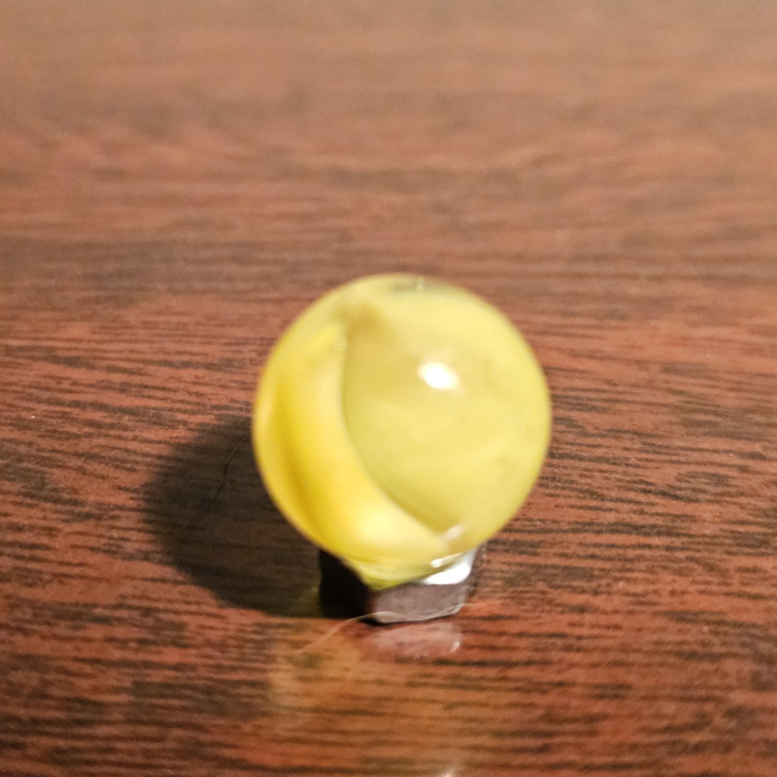 C E Bogard Yellow Cadmium Glow 4 Lobe Cats Eye Clear Glass .593 Marble