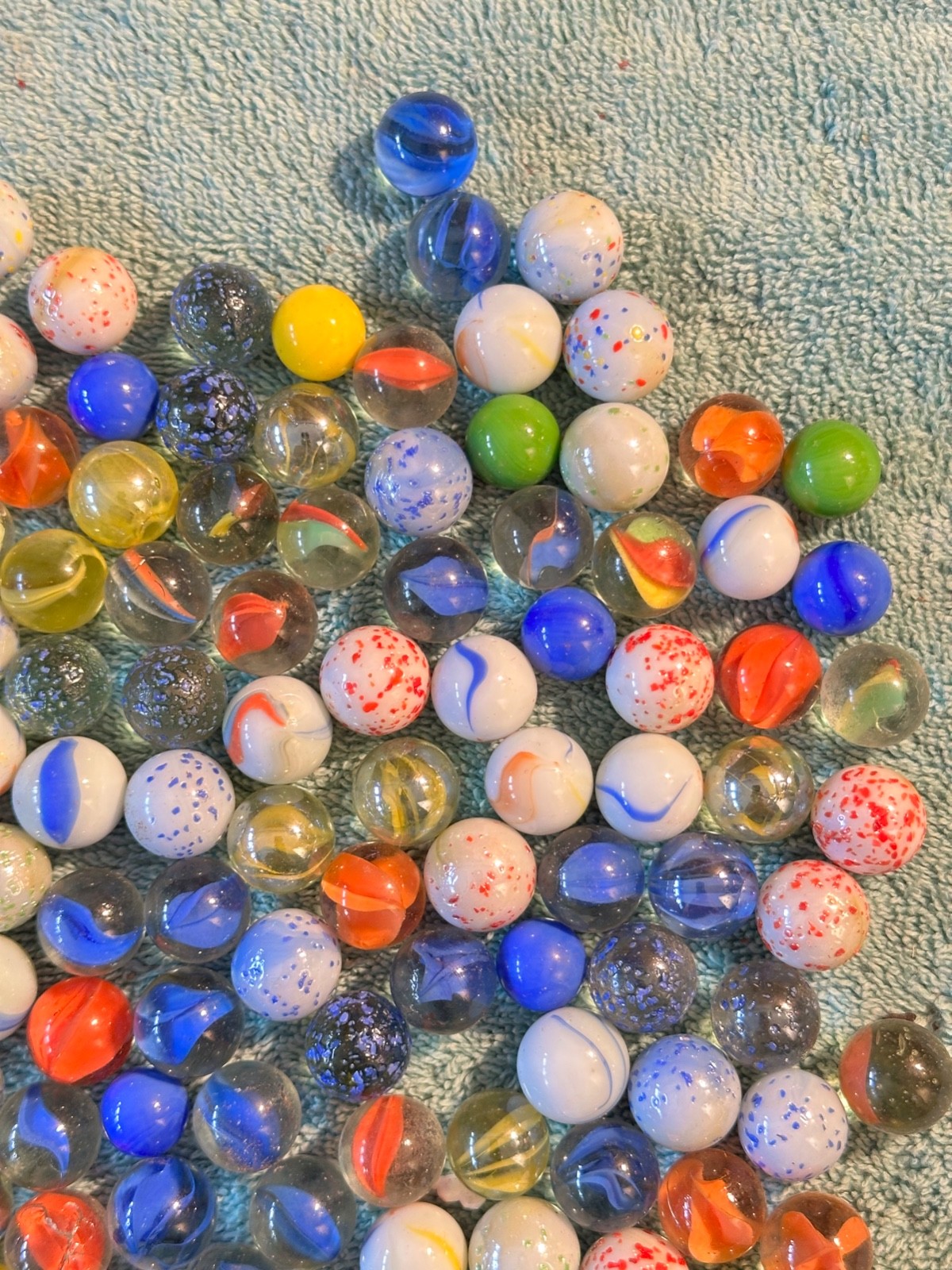 Vintage Lot of Glass Marbles 3.4 Pounds Shooters Speckles Multi Colored