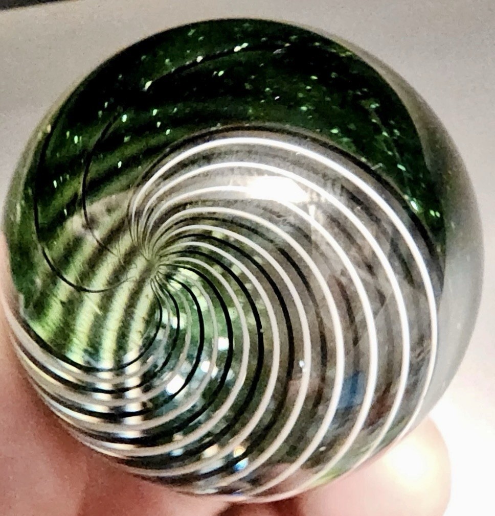 40mm Hot House Glass Signed Dichroic Double Spiral Marble Borosilicate 2015