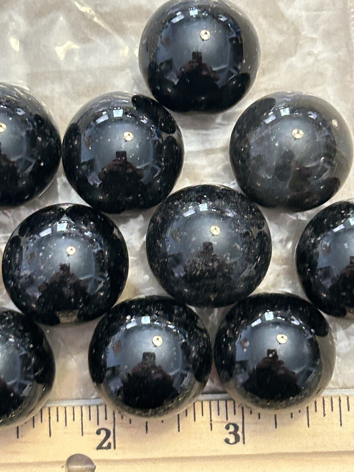 Vintage Marbles 10 Unique Shiny Black Shooter Lot 202
