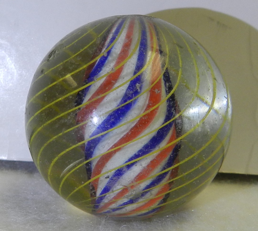 #20718m Large 1.42 In Vintage German Handmade Caged Solid Core Swirl Marble