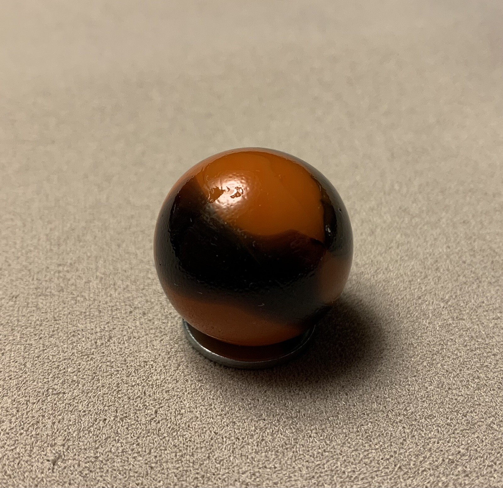 Vtg Alley Agate Company Orange Black Gray Swirl Glass Shooter Marble 0.858”