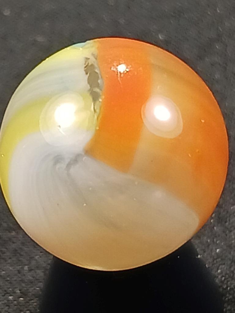 Vitro Agate .55″ Tiger Eye Robin Egg Blue Yellow Near Mint Serious Marble A272