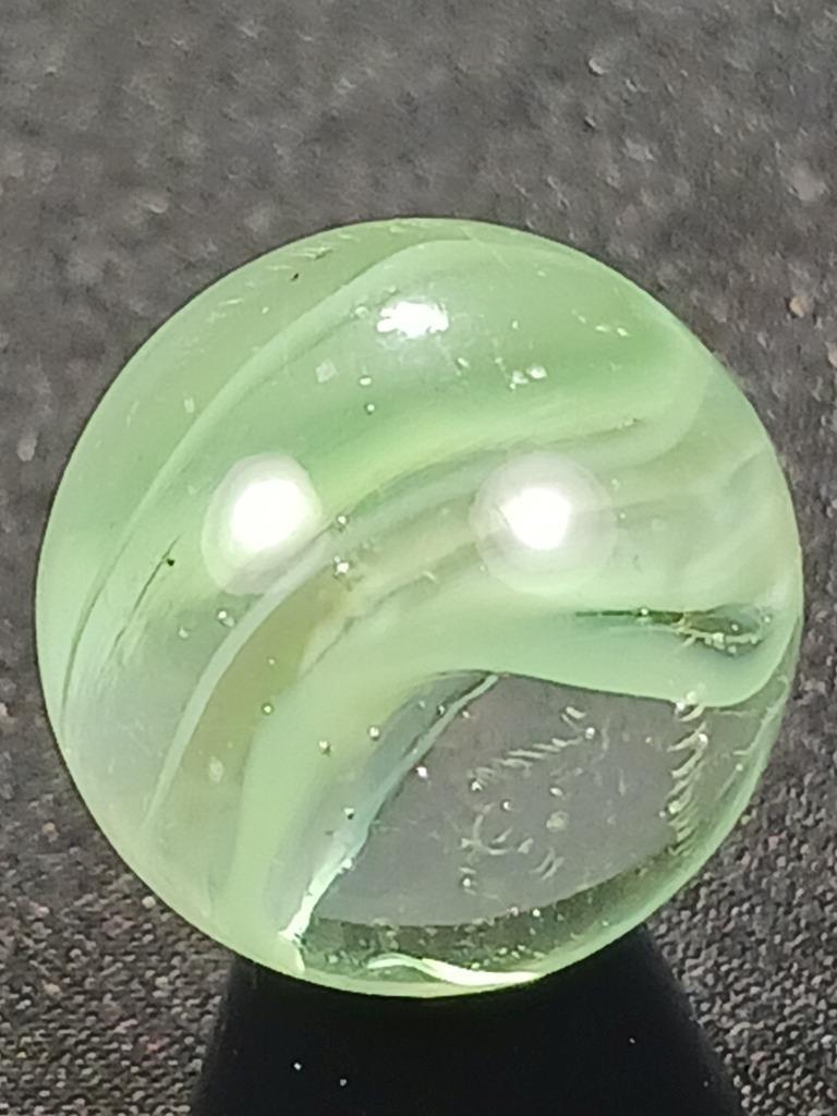 Vitro Agate .58″ Celadon Green Caged Cat’s Eye Near Mint Serious Marble A451