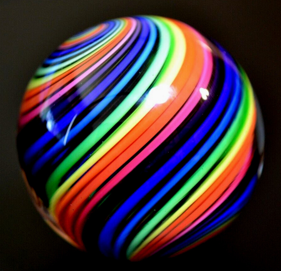 EDDIE SEESE GLASS MARBLE/2.105″-RAINBOW FLIPSTER SWIRL b-PURPLE,ROYAL,TURQ,LIME+