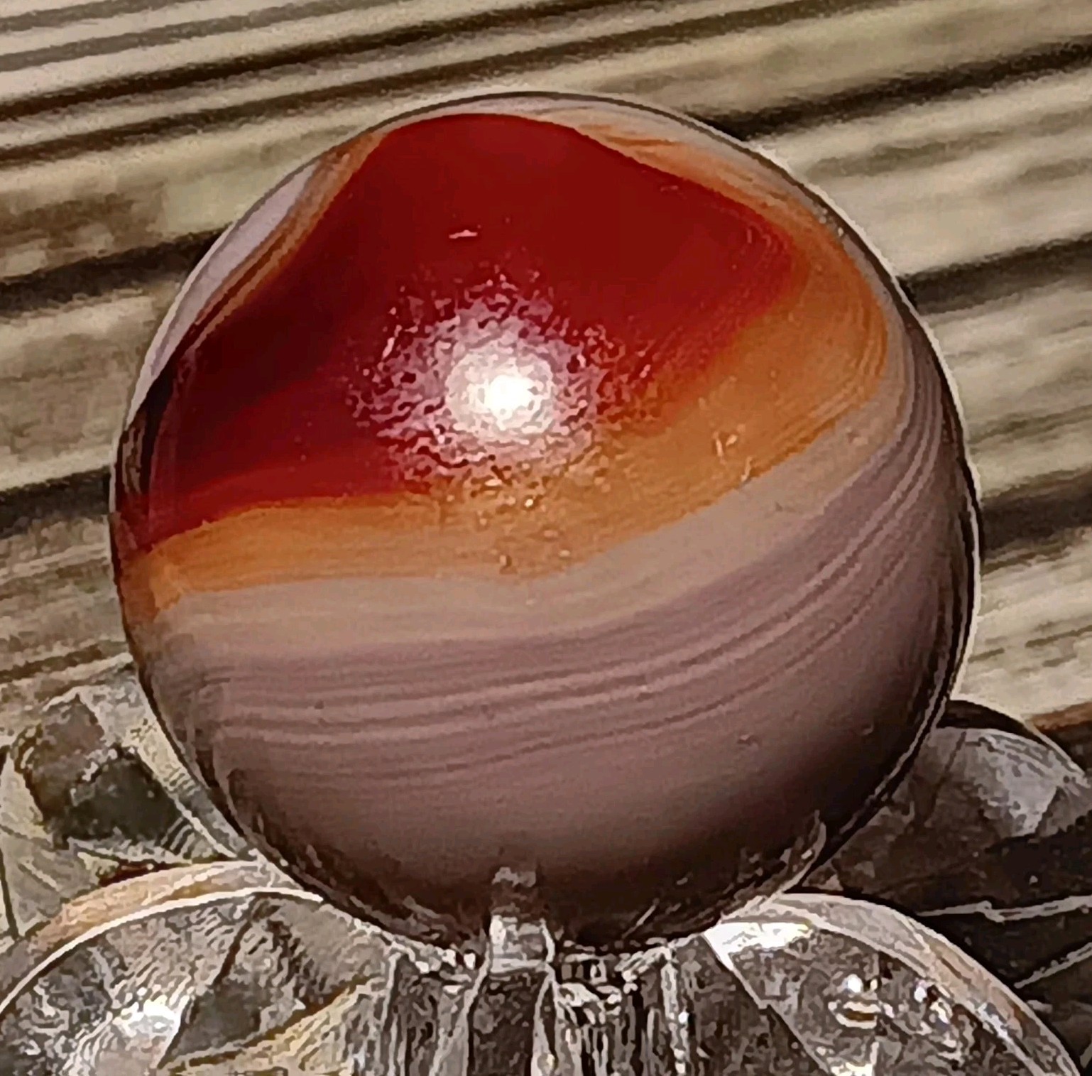 Akro Agate Corkscrew Marble. 5/8″ Nm. Nice Color Combo.