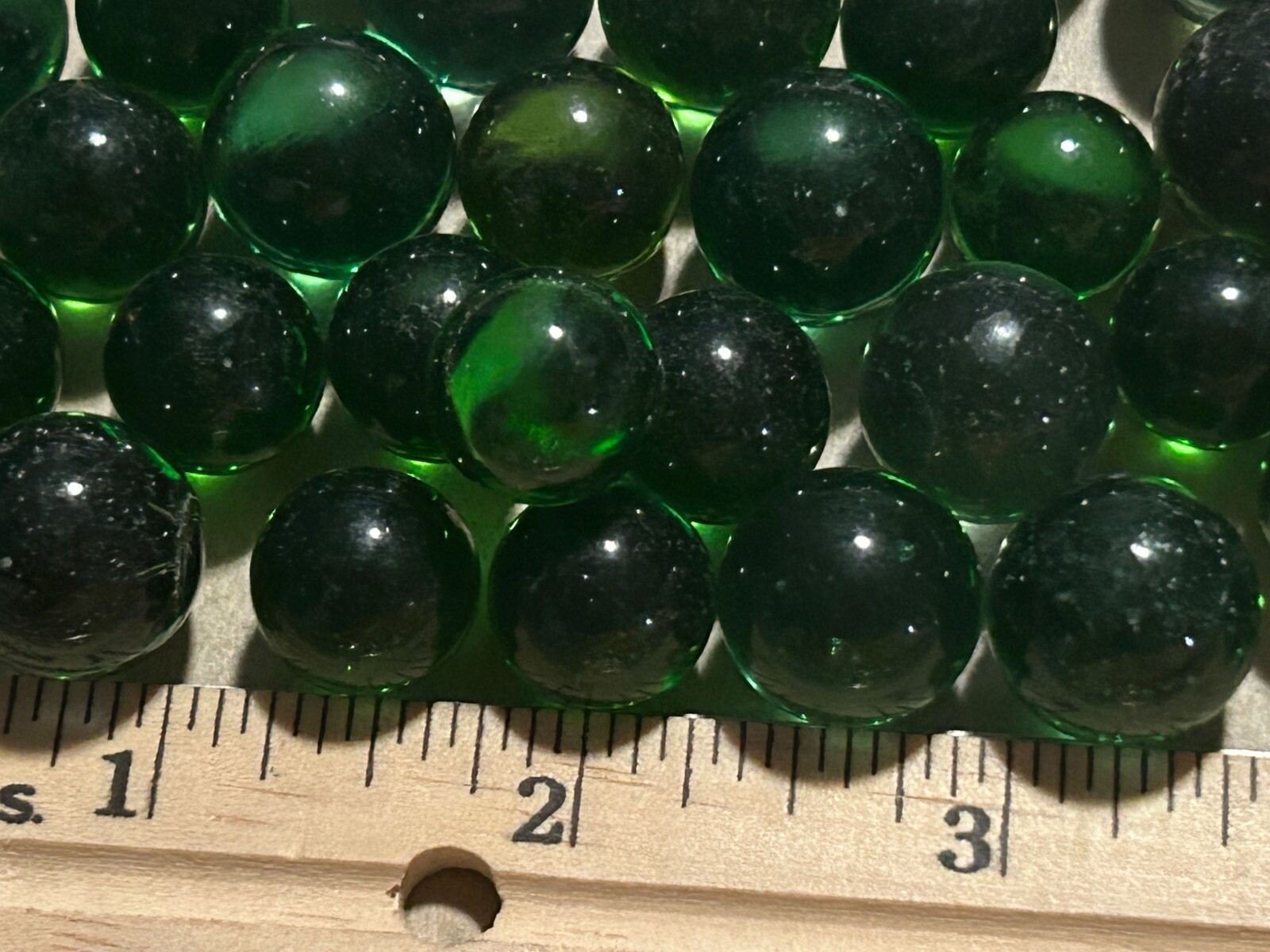 Vintage Marbles Lot Of 50 Green Solid Glass Lot 348