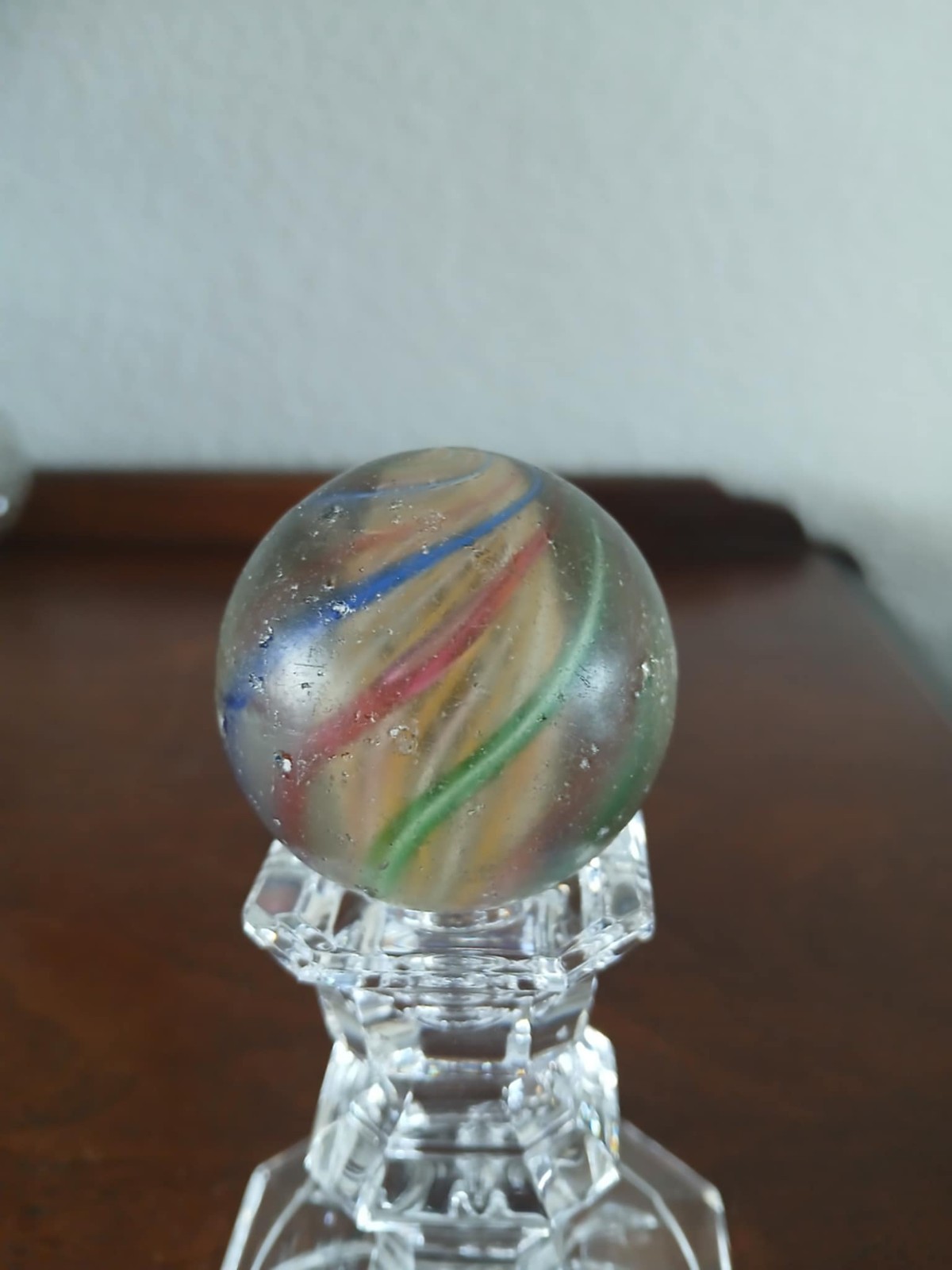 Large 100+ Year Old German Double Ribbon Glass Shooter Marble 1.8 Inch