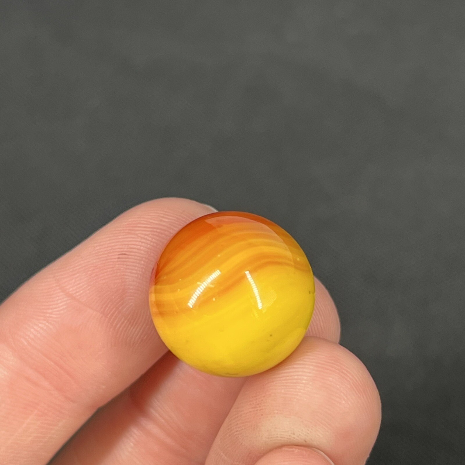 Vintage Akro Agate Peltier Christensen Swirl Glass Marble .6” Sunset Yellow