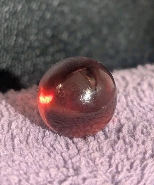 UV Reactive Cadmium Red Clearie Vintage Glass Marble .61 Orange Swirl Glow