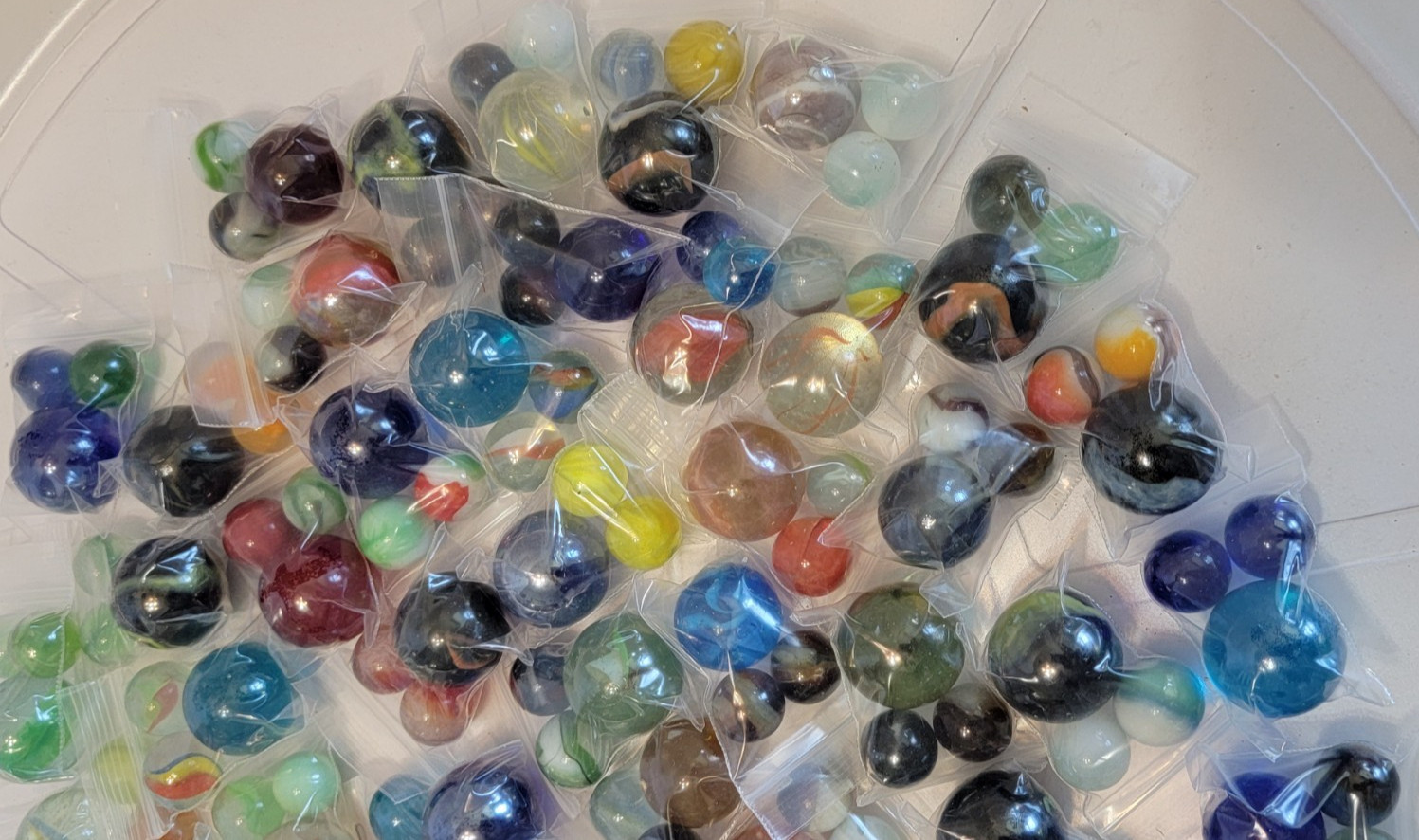 Lot of 150 Mixed Vintage SHOOTERs & Marbles PKGd in 50 individual bags of 3 each