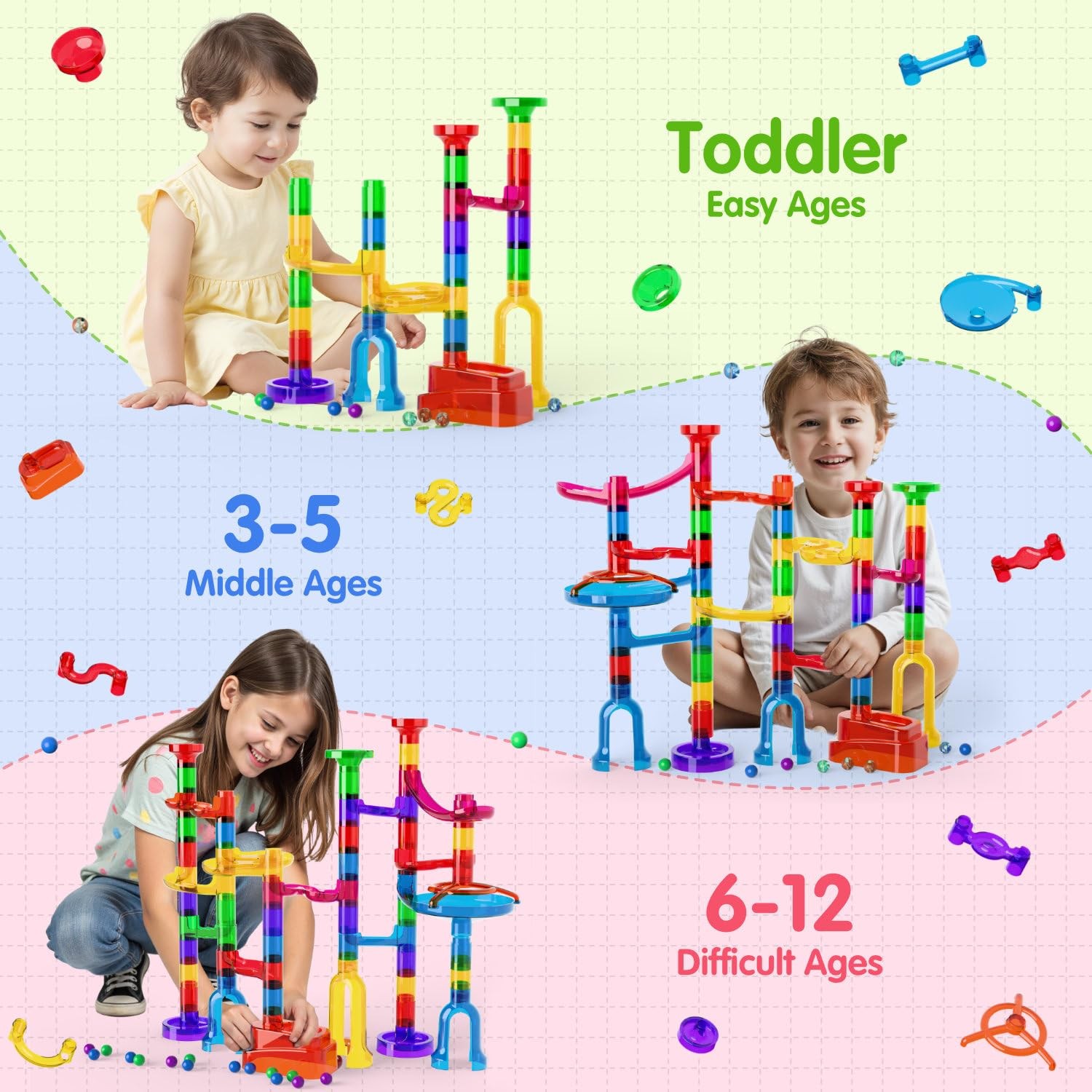 Ifollower Marble Run, 109Pcs Maze 25 cm (W) x 10 (L) x 27 (H)