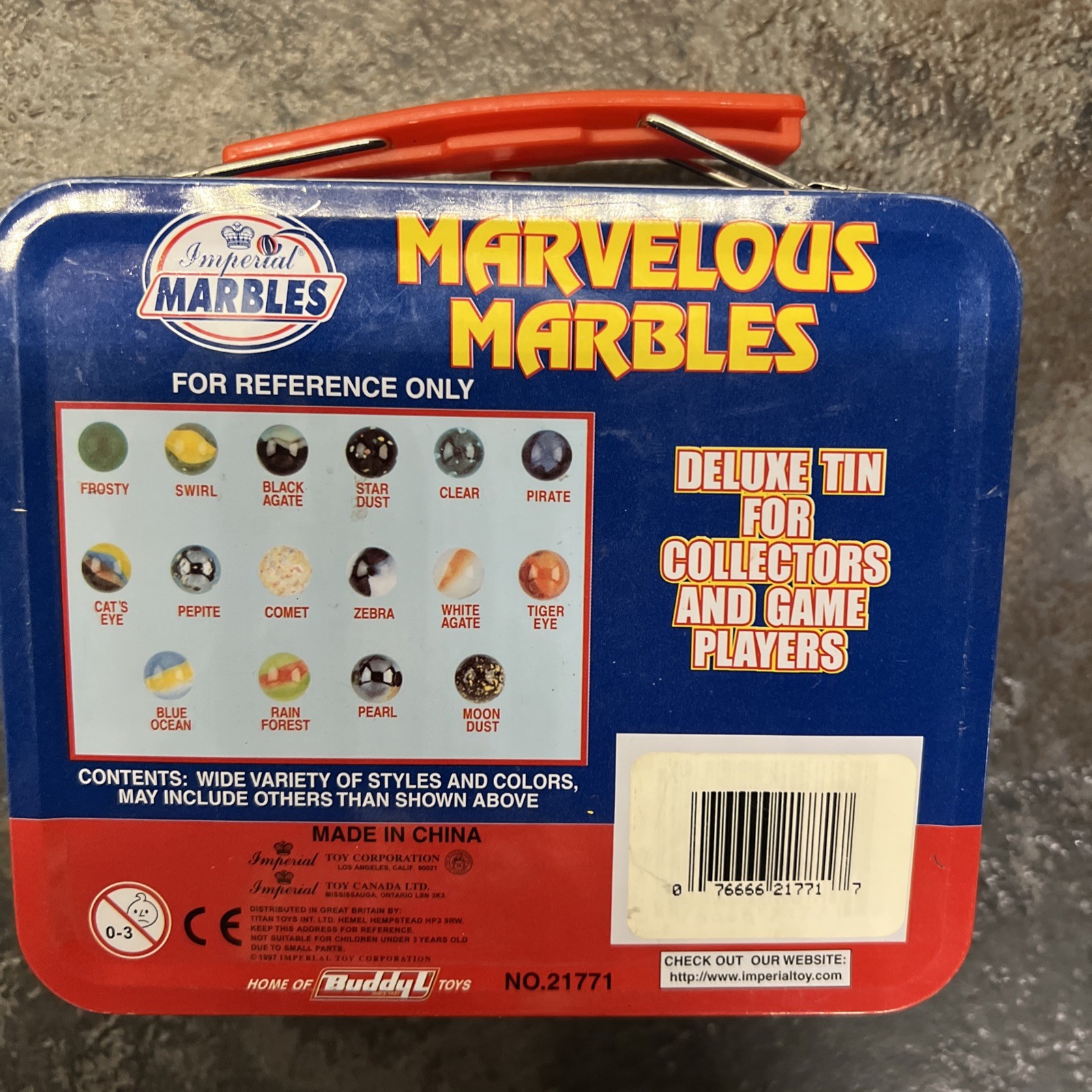 IMPERIAL MARVELOUS 180 MARBLES DELUXE SET NO. 21771 IN TIN NOS Vintage