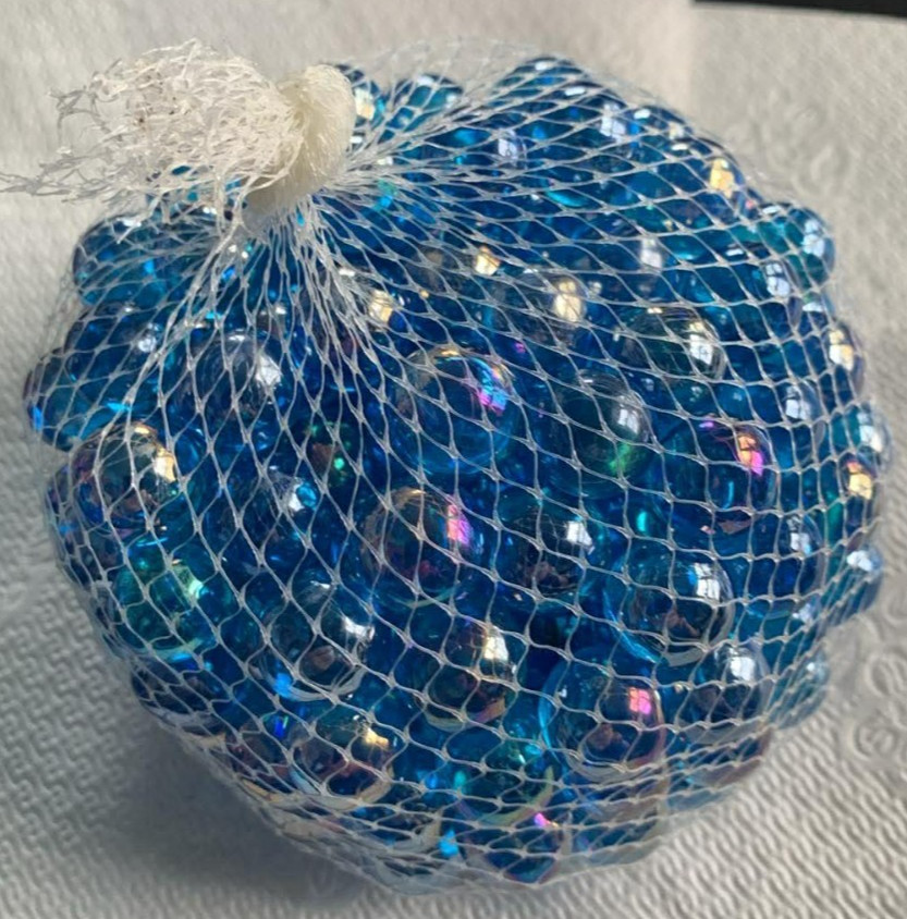 1 lb. 7.7 oz. ROUND BLUE GLASS MARBLES