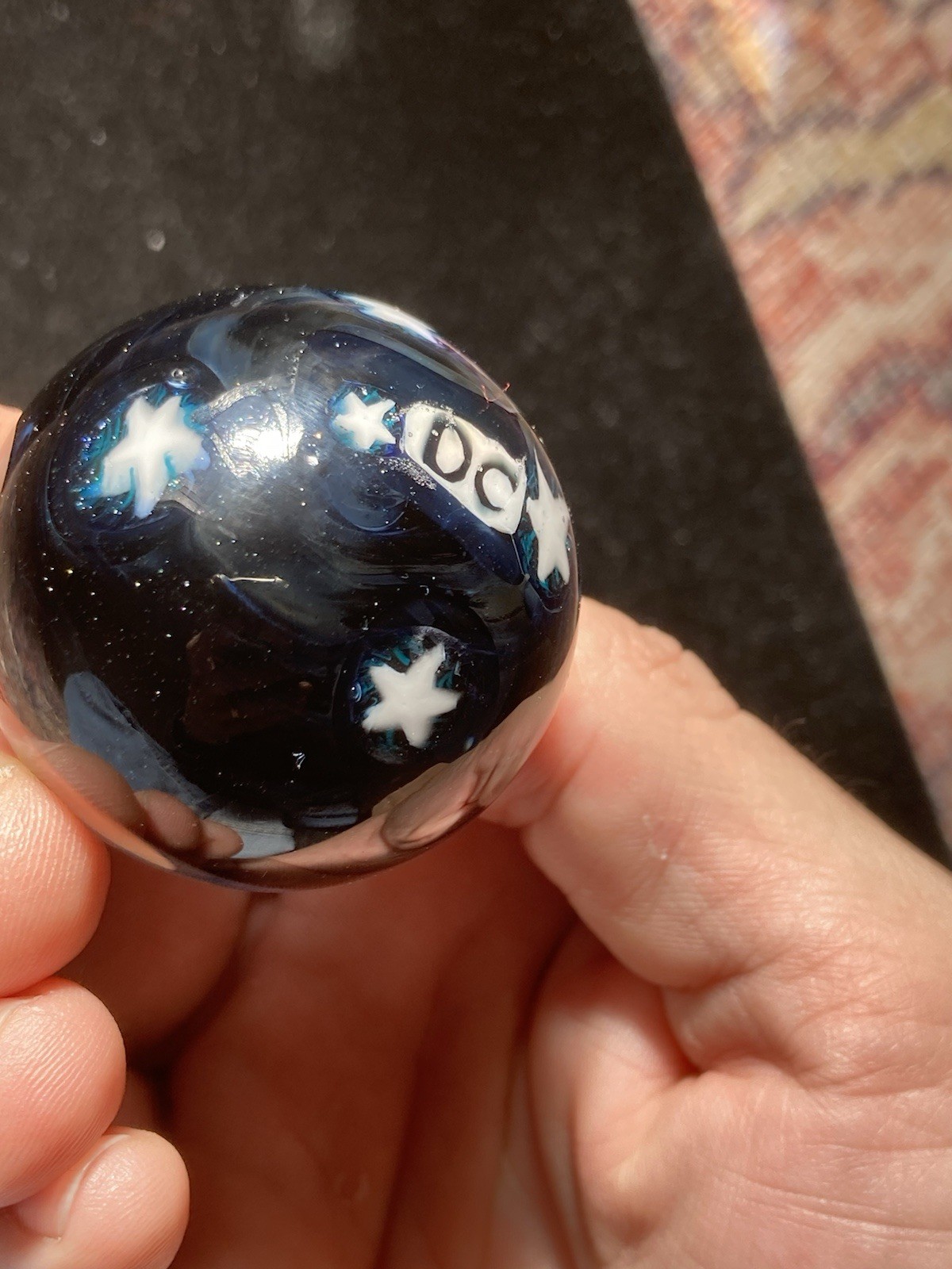42mm Glass Boro Marble Deep Space Opal 24k Gold Fume swirl Sculpture Stars