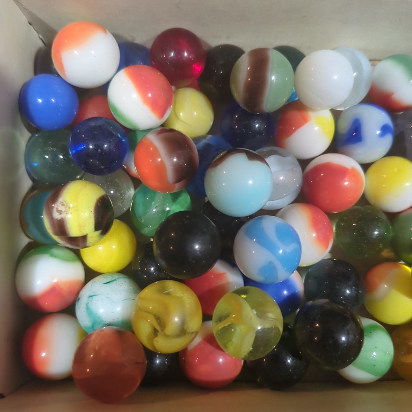 Lot Of Vintage Glass marbles. CAC, Akron agate, Peltier, Vitro Etc. 98Total