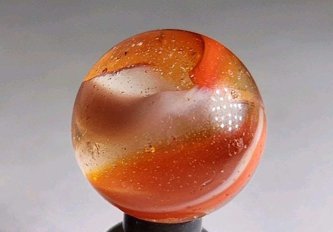 PELTIER GLASS CO. ‘Sunset Rainbo’ .63″ Vintage Marble NM+