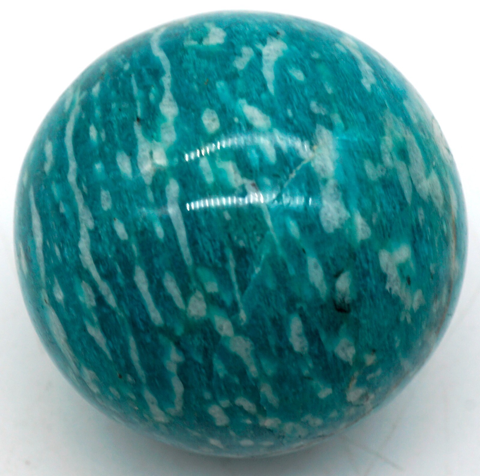 Pretty Teal Amazonite with Silver Sheen Sphere Marble 1 7/16”