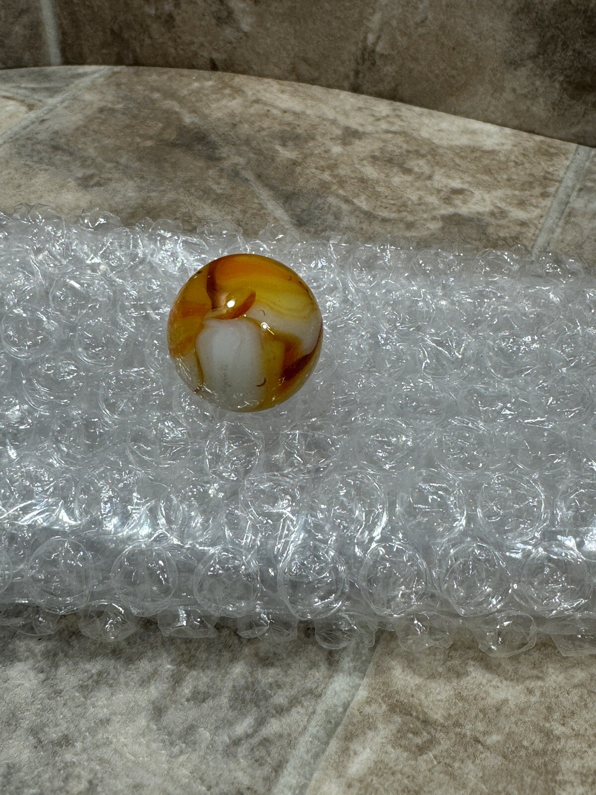 Vintage Colorful Burnt Red Zebra Rainbow Marble Preowned