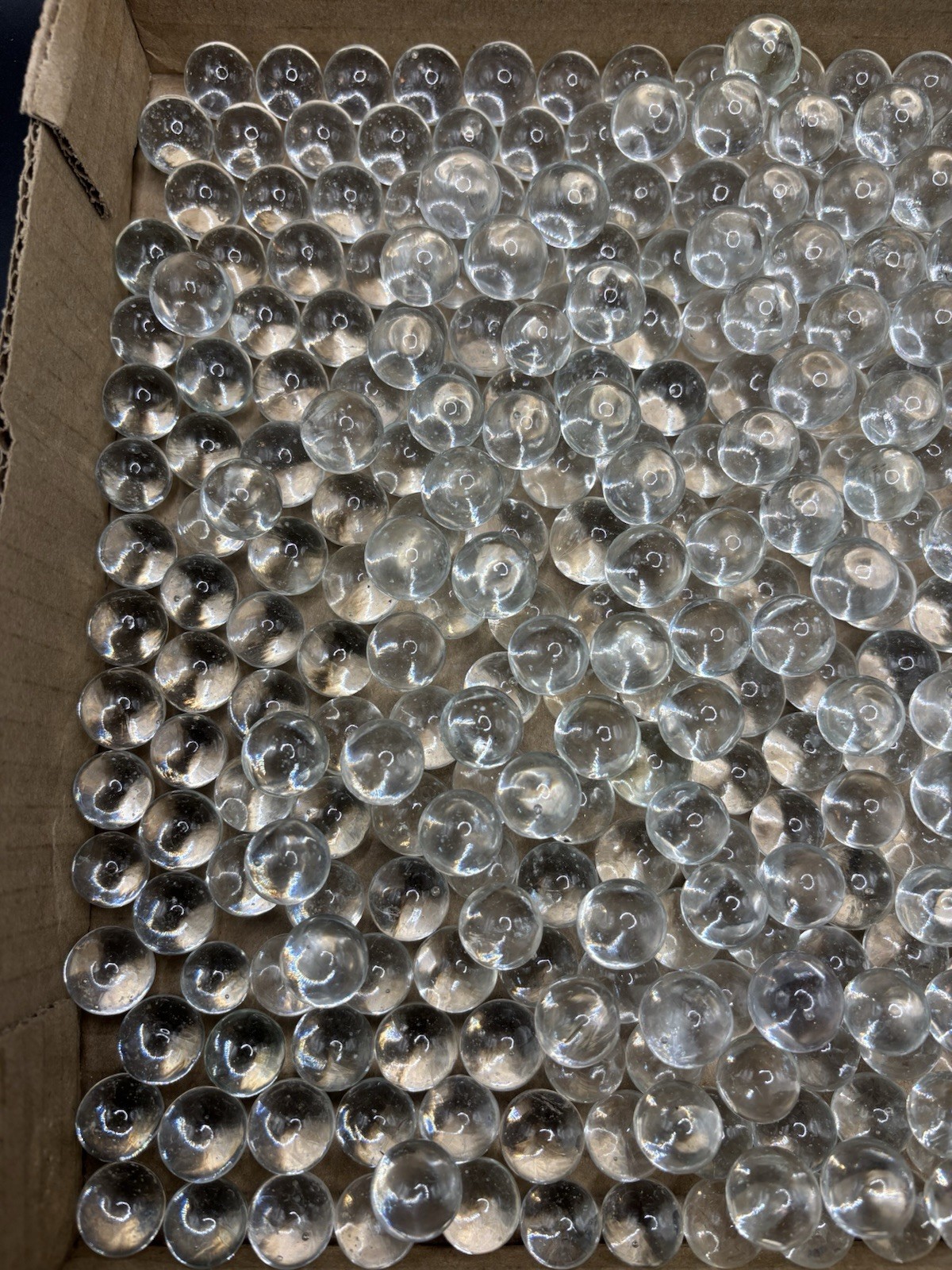 Huge 4 lb Bulk Lot Clear Glass Marbles w/ Bubbles Multiple Sizes Mixed