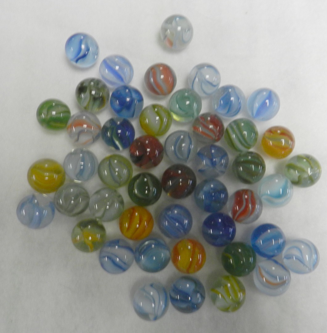 #20763m Vintage Group or Bulk Lot of 45 Hybrid Cat’s Eye Marbles