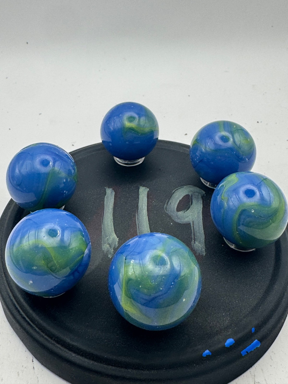 10x 5/8″ Jabo Classics Marbles Lot Earth Blue, Green UV Reactive