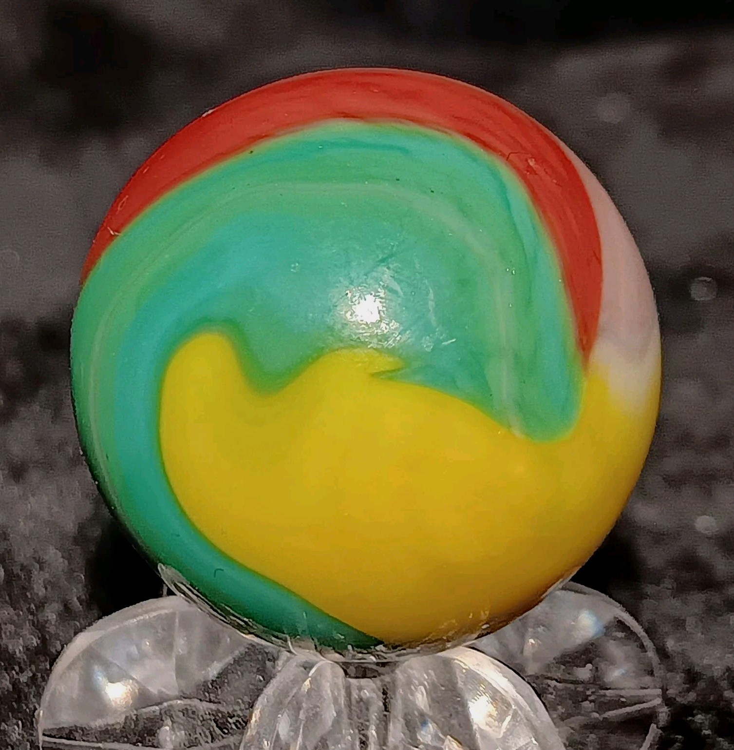 Vintage Vitro Agate Parrot Marble. .90″ Mint. 5 Colors with Aventurine. VHTF