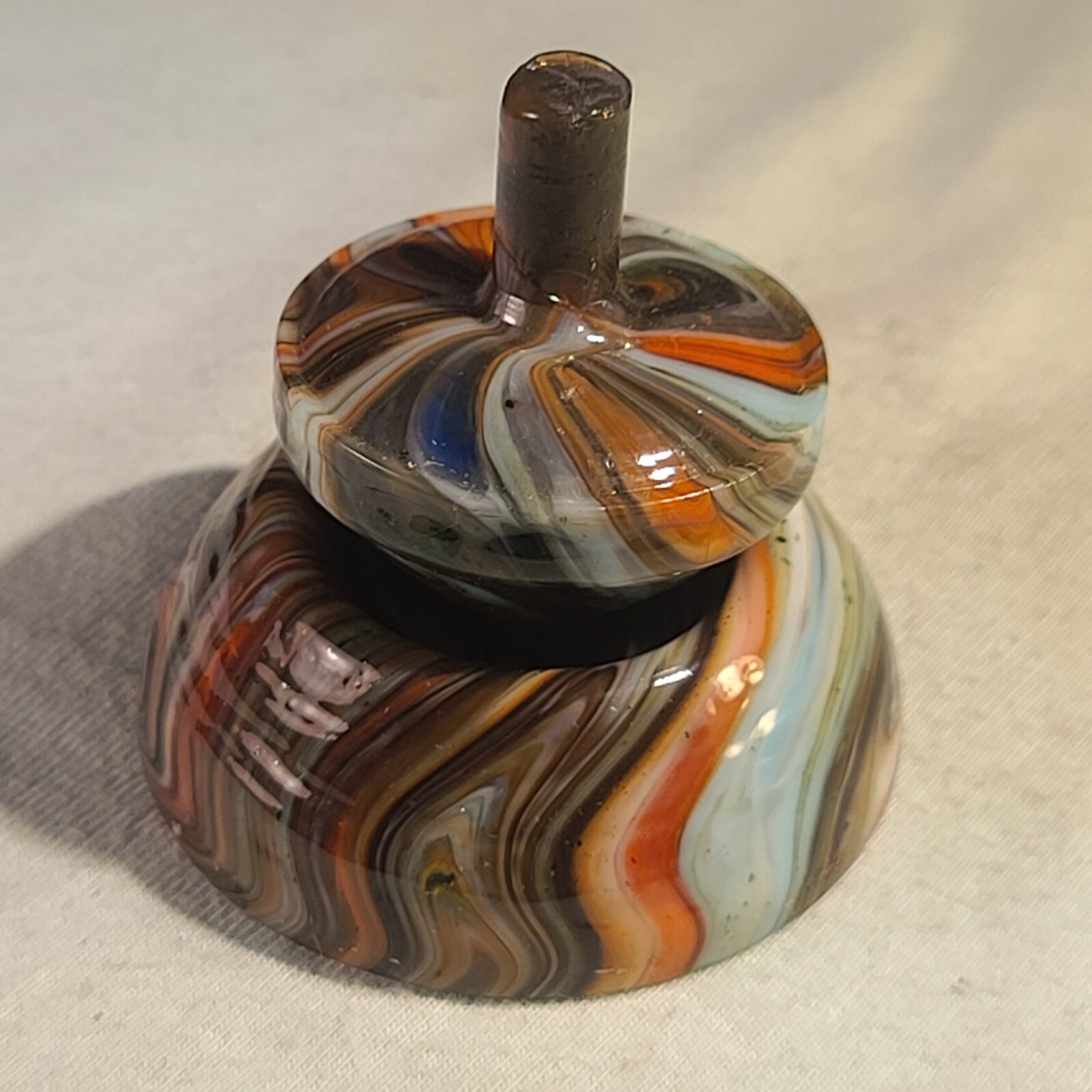ANDY DAVIS, Glass Art Spinning Top & Base, Tom Jinks Run (?), #259A