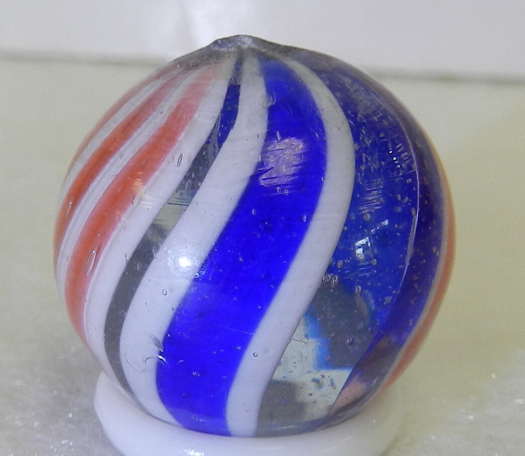 #17207m .75 Inches Vintage German Handmade Peppermint Swirl Marble